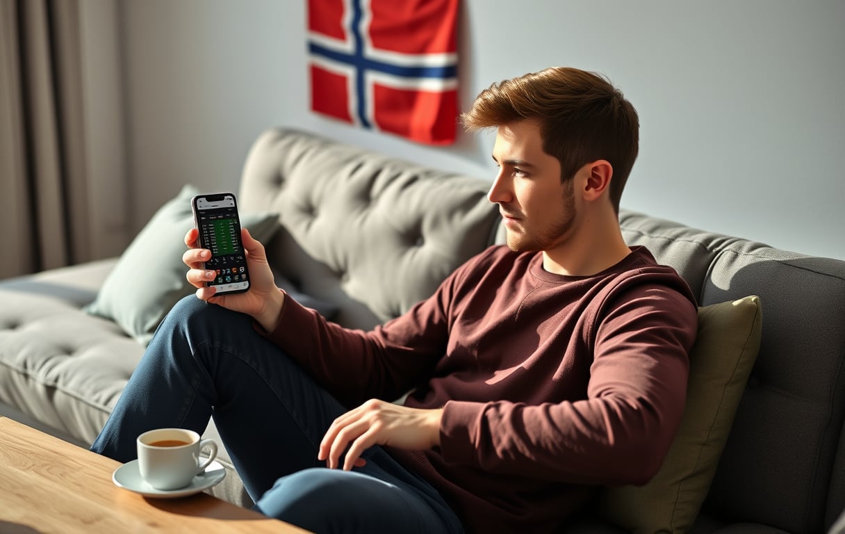 Norsk spiller sammenligner odds på mobilen hjemme