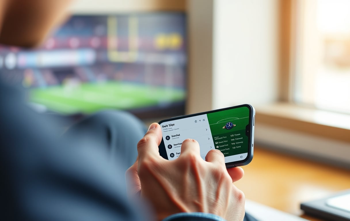 En person bygger et oddsbyggerspill på mobiltelefon med flere fotballmarkeder synlige.