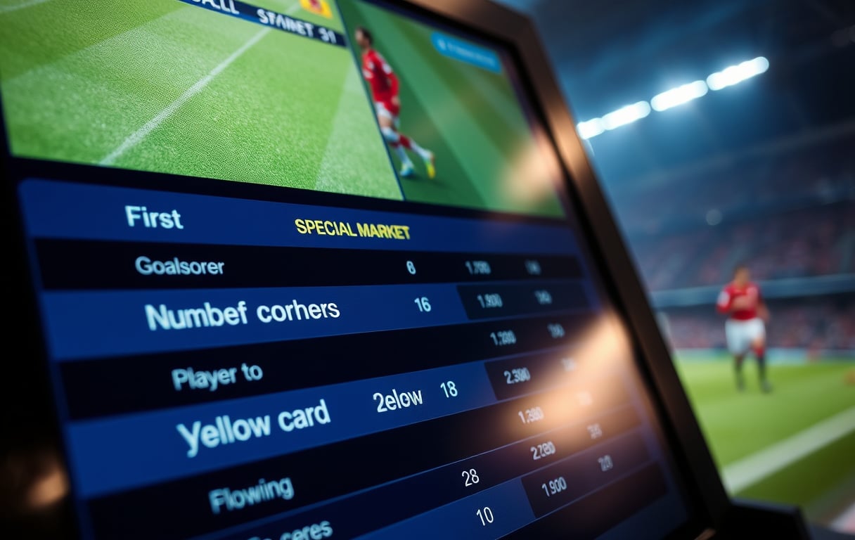 Bettingterminal med spesialmarkeder for fotballkamp